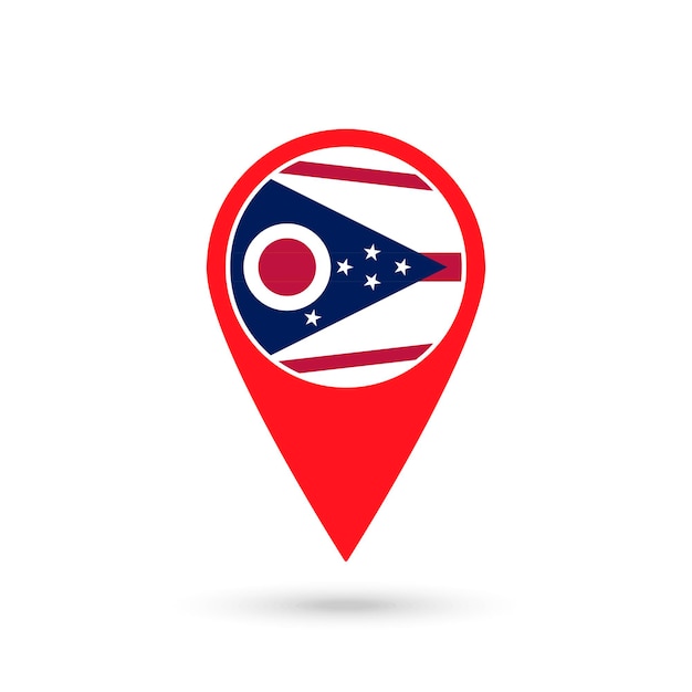 Map pointer with flag of Ohio Vector illustration