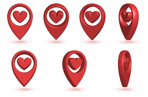 Vector map pointer with heart icon. 