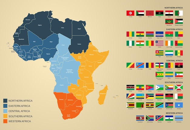 Map representing flags of African countries