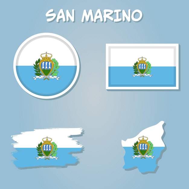 Map Of San Marino With Flag Isolated On blue Background