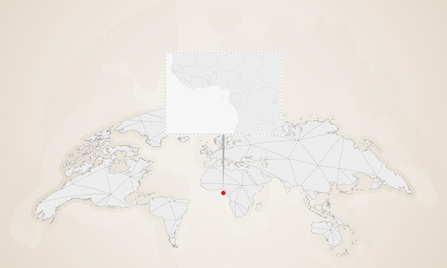 Map of Sao Tome and Principe with neighbor countries pinned on world map