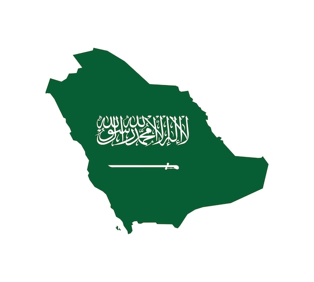 Map of Saudi Arabia with National Flag