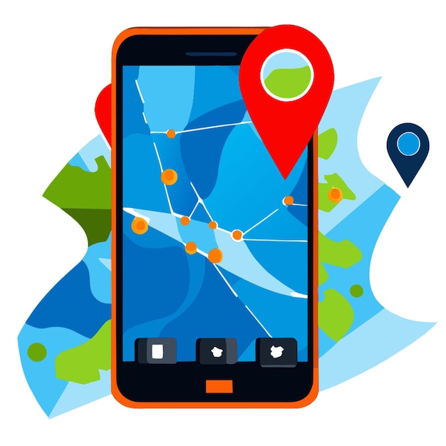 map in the smart phone vector illustration