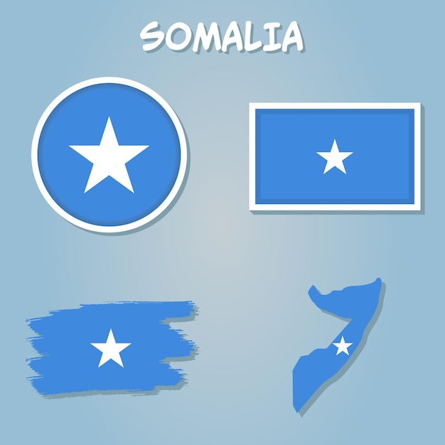 Map of Somalia on a blue background Flag of Somalia on it