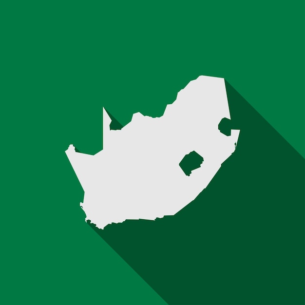 Map of South Africa on green Background with long shadow