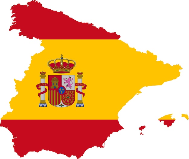 Map Spain with flag european cartography