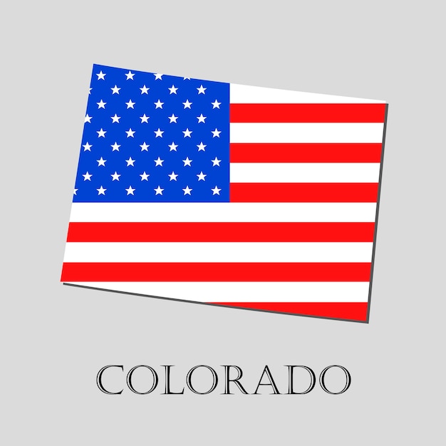 Map of the State of Colorado and American flag illustration. America Flag map - vector illustration.