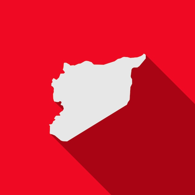 Map of Syria on red Background with long shadow