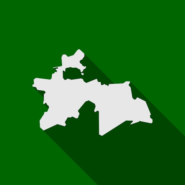 Map of Tajikistan on green Background with long shadow