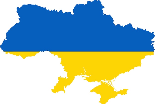 Map of Ukraine with a Ukrainian flag background