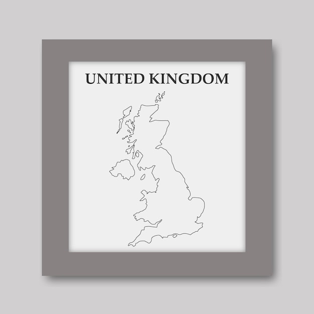 Map of United Kingdom illustration continuous line art hand drawing