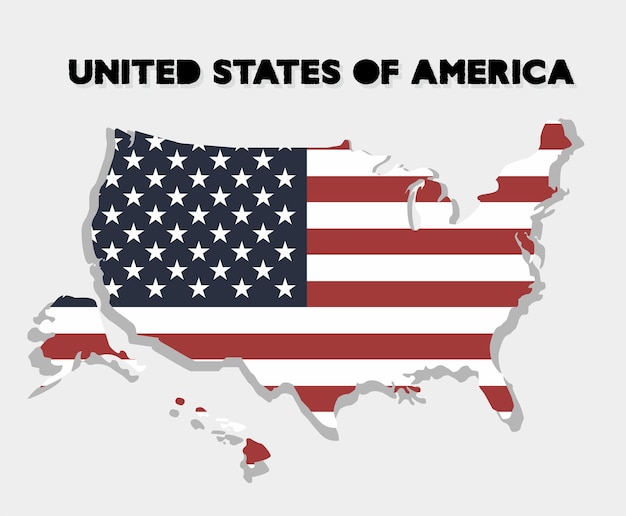 a map of united states of america with a flag and the words united states of america