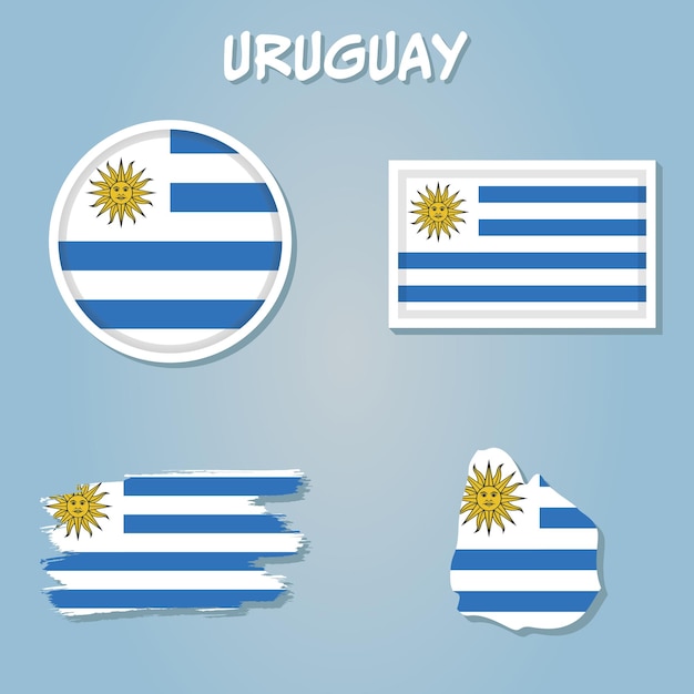 Map of Uruguay on a blue background Flag of Uruguay on it