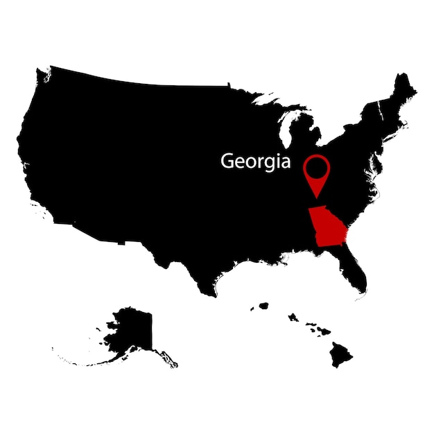 Map of the US state of Georgia on a white background