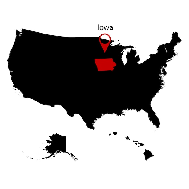 map of the US state of Iowa on a white background