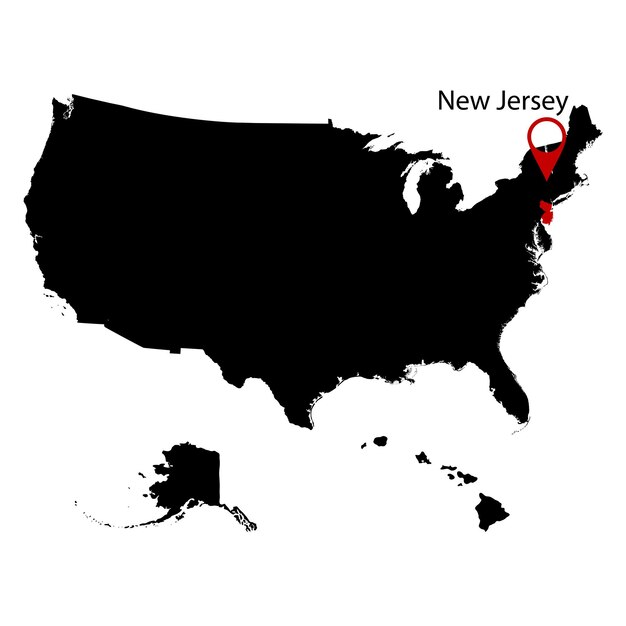 map of the US state of New Jersey on a white background