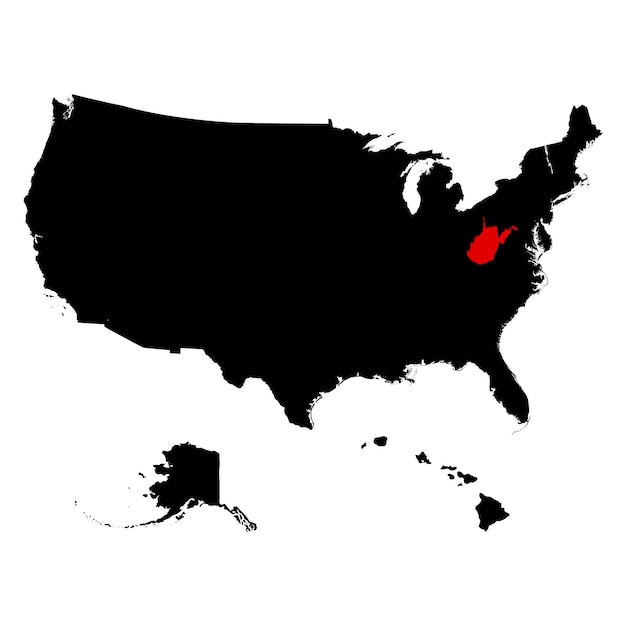 Map of the US state of West Virginia