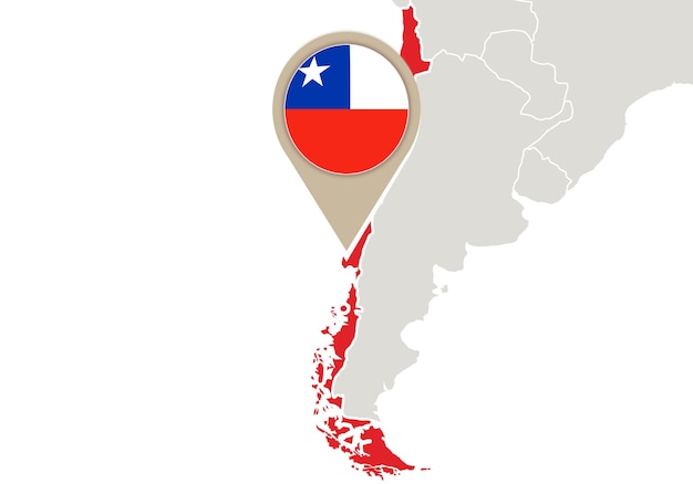 Map with highlighted Chile map and flag