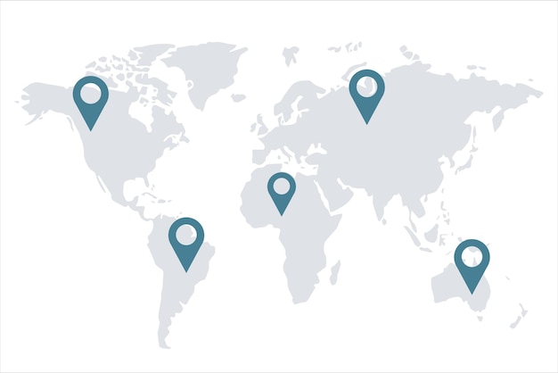 Map with map pointers vector illustration on white background