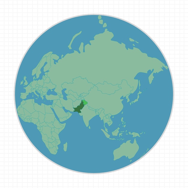 Map of the world with a magnifying glass on a map of zoom Pakistan