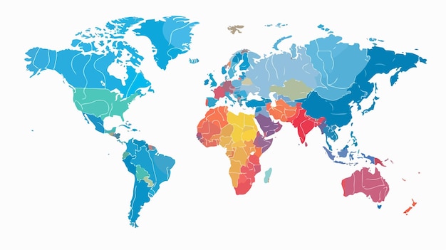 Vector a map of the world with the names of countries and countries