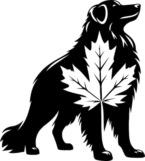 Maple dog silhouette clip art line artvector black color silhouette