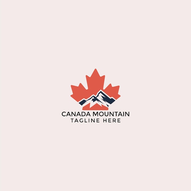 Maple leaf of Canada and Mountain Hill Icon and Symbol Logo Vector