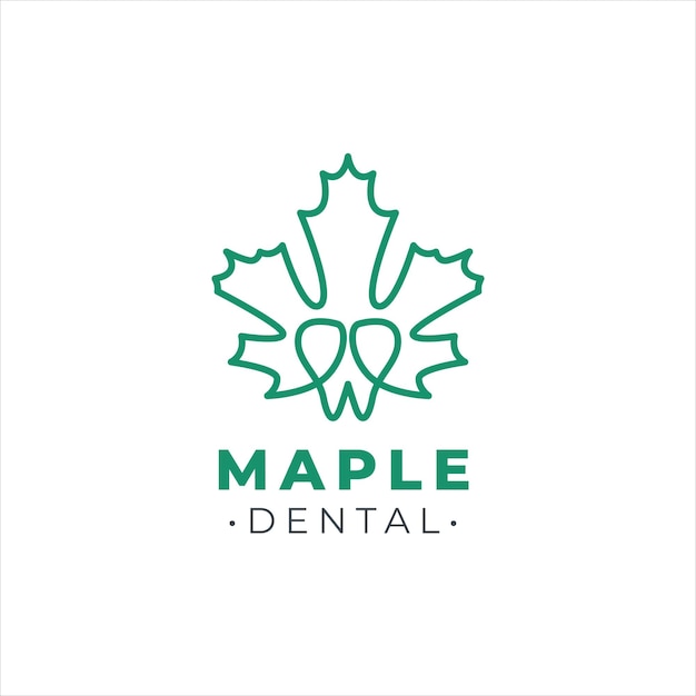 Maple leaf dental icon logo illustration