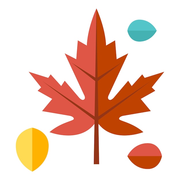 Maple leaf icon in flat color style