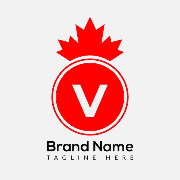 Maple Leaf On Letter V Logo Design Template. Canadian Business Logo, business, and company identity