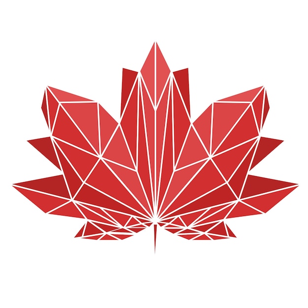 A maple leaf painted in polygonal technique National sign of Canada Vector image for design tshirts