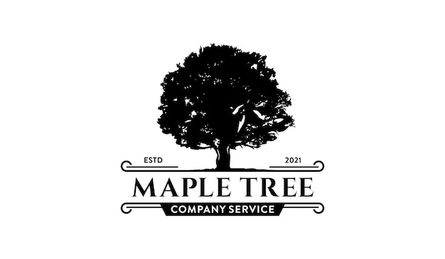 Maple tree logo illustration, tree of life design template