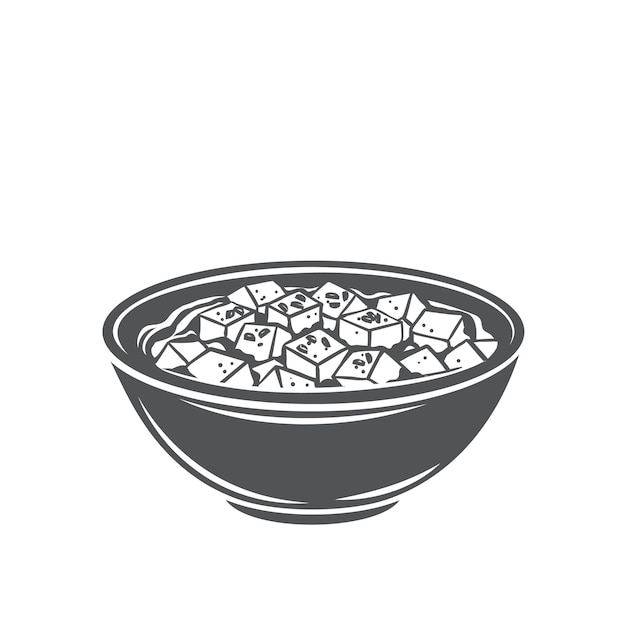 Mapo tofu chinese cuisine glyph monochrome icon. Asian food engraved