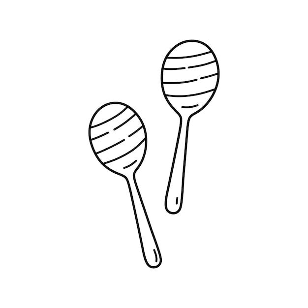 Maracas isolated on white background Hand drawn illustration in doodle style