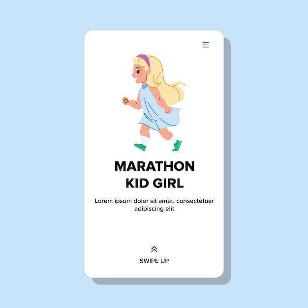 Marathon kid girl vector