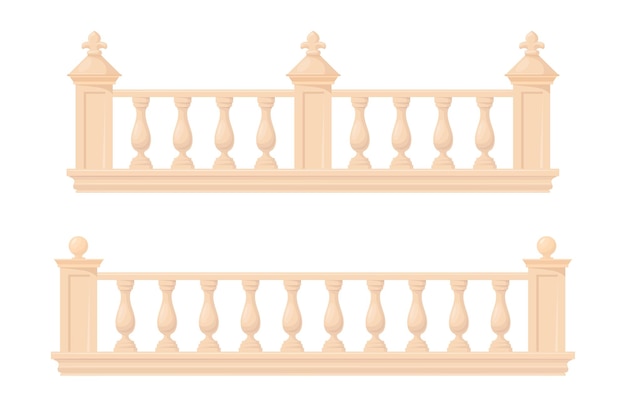 Vector marble banister fence baluster of roman palace home mansion balcony in baroque style railing parapet for stair european architecture