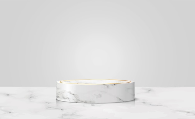 Marble cylinder showcase podium