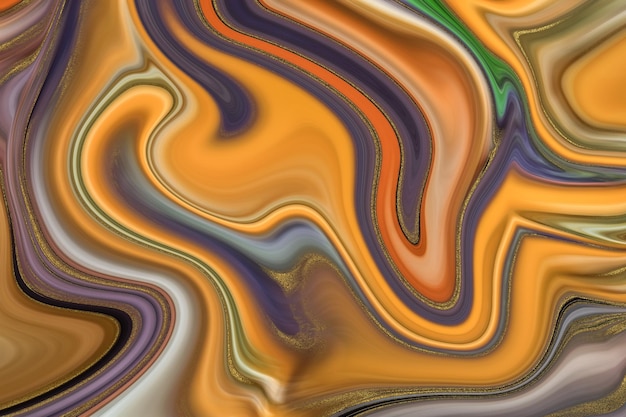 Marble and liquid abstract background with oil painting streaks