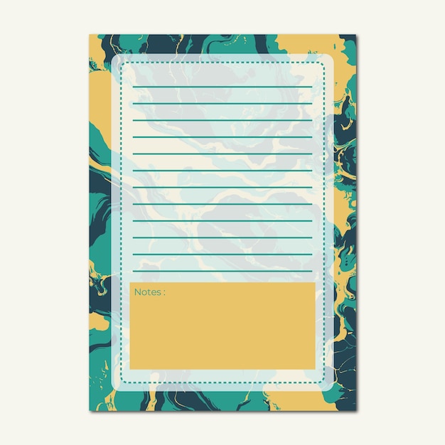 Vector marble notes paper page printable template