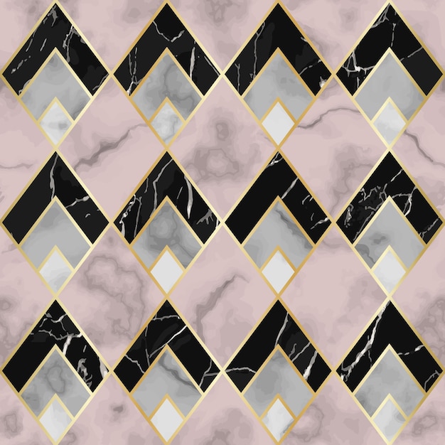 Marble seamless pattern rhombus marbling surface modern background in gatsby stile