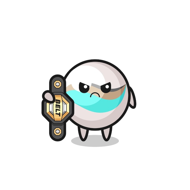 Marble toy mascot character as a MMA fighter with the champion belt