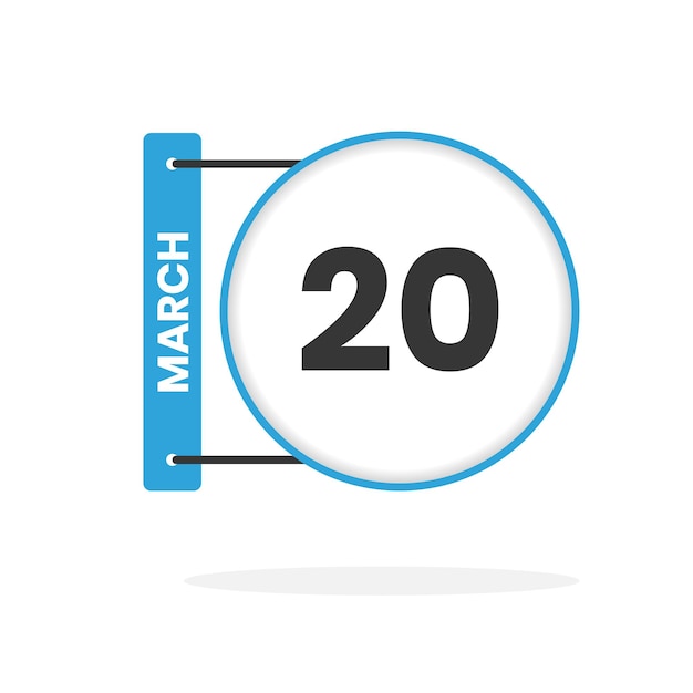 March 20 calendar icon Date Month calendar icon vector illustration