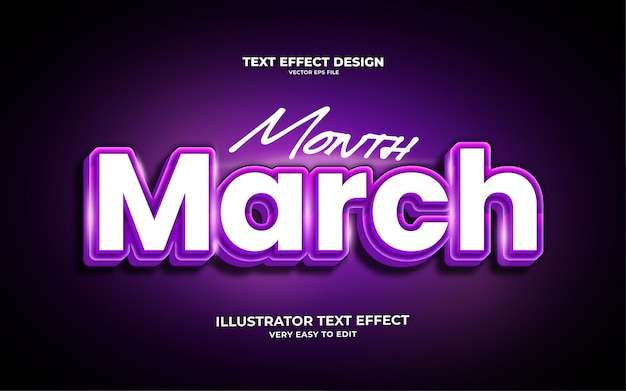 March 3d text effect vector