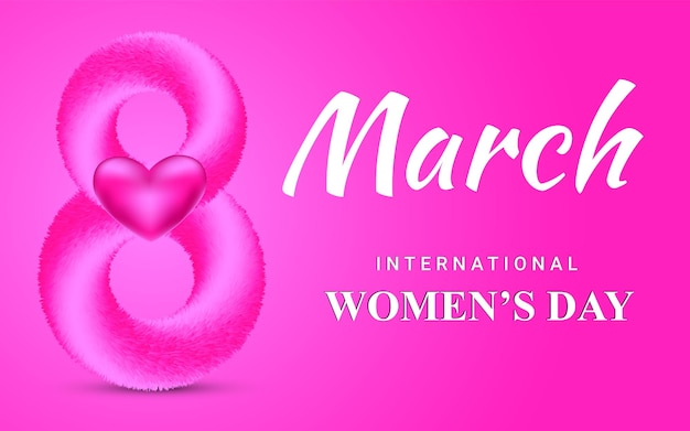 Vector march 8 international women's day greeting template with 3d pink number eight vector