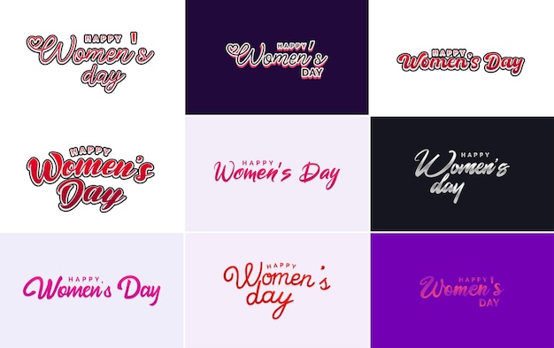 March 8 typographic design set with Happy Women's Day text