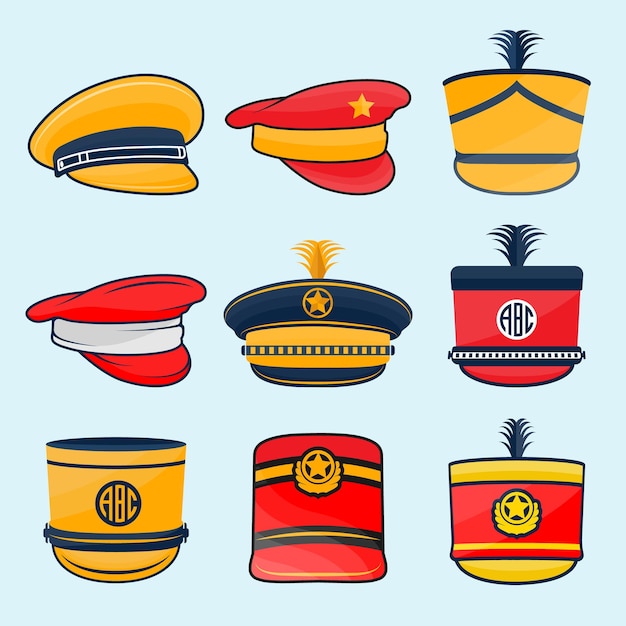 Marching Band Hat Illustration And Clip Art Set Band Hat Colourful Design With Premium Vector