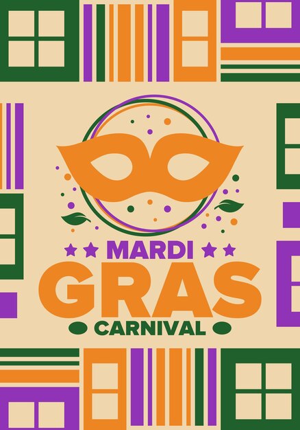 Vector mardi gras carnival fat tuesday folk festival costume masquerade fun holiday carnival mask art