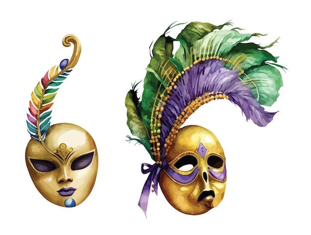 Mardi Gras Carnival venetian mask clipart isolated vector illustration