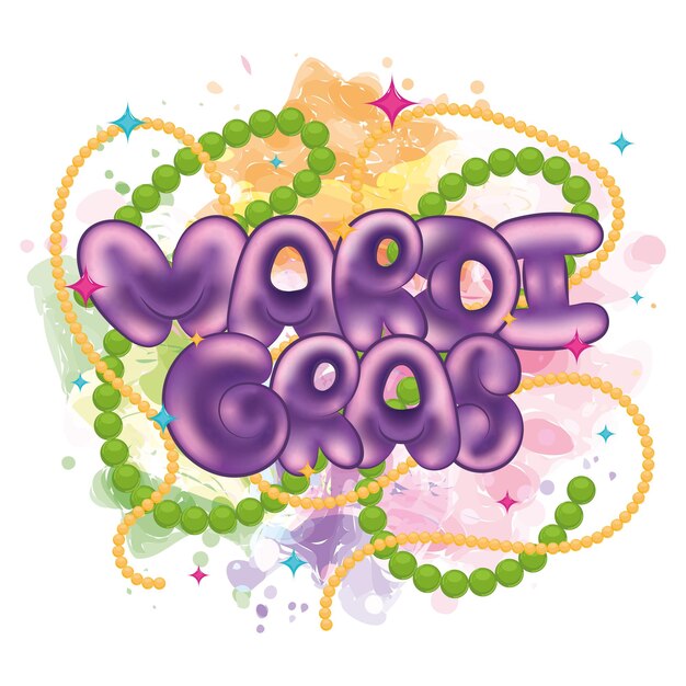 Mardi gras colored template group of necklaces Vector