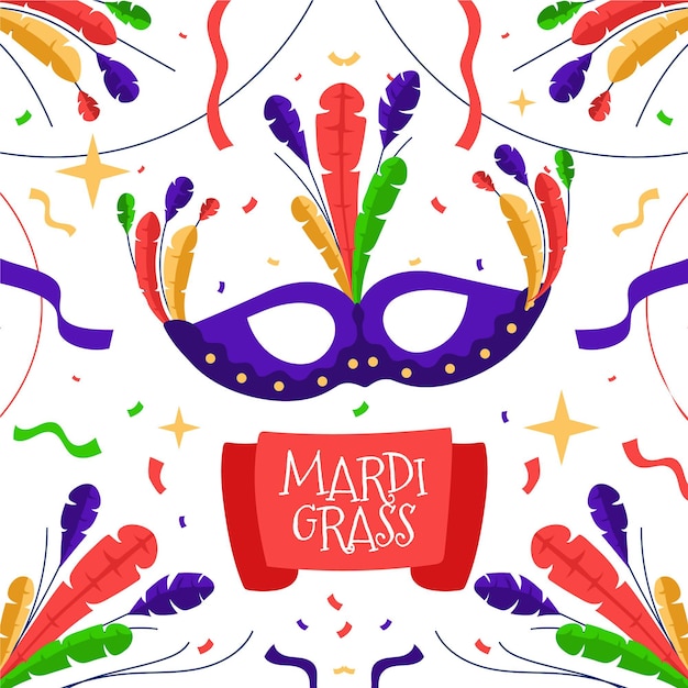 Mardi gras concept in flat design